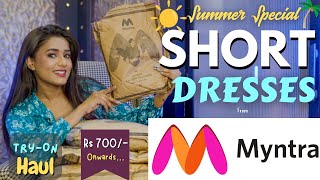 All new collection of SHORT DRESSES from MYNTRA😍 Summer edition  Tryon  honest review gimaashi [upl. by Broder]