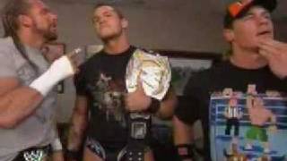 Triple H Orton and Cena backstage 03 03 08 [upl. by Wilscam]