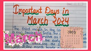 Important Days In March 2024March 2024 Good DaysMarch Good Days 2024March 2024 Calendar [upl. by Nodmac]