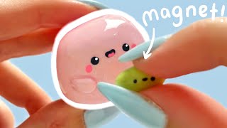 DIY AIR DRY CLAY mochi magnet strawberry green tea figure with leaf ✨ 2024 cute crafts [upl. by Akinit]