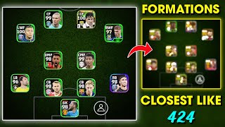 Closest Formations to 424 in eFootball 2024 mobile 😍  eFootball Best Formations [upl. by Sadler]