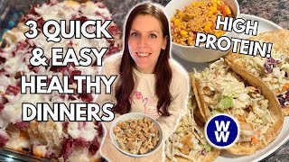 3 QUICK amp EASY HIGH PROTEIN HEALTHY DINNER RECIPES  WeightWatchers Points Calories amp Macros [upl. by Selbbep201]