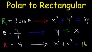 Polar Equations to Rectangular Equations Precalculus Examples and Practice Problems [upl. by Bolten]