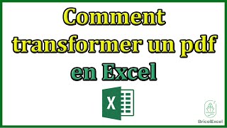 Comment transformer un pdf en Excel [upl. by Euqirat]