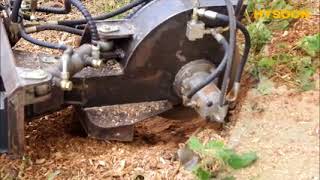 hysoon HY380 mini skid steer loader with stump grinder [upl. by Anwat]