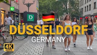 Düsseldorf 🇩🇪 Germany Walking tour in city center  4K Sunny summer 2022 [upl. by Naujak]