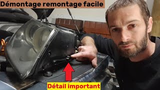 Démontage et remontage phare touareg phase 1 pour changement de lampoule r5 TDI v6 v8 v10 w12 [upl. by Adnahsat]