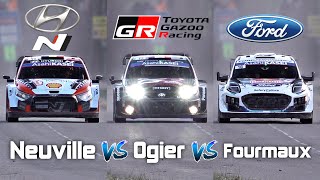 Neuville vs Ogier vs Fourmaux COMPARISON  2024 WRC Rallye MonteCarlo  Hyundai vs Toyota vs Ford [upl. by Notsirhc]