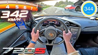 McLaren 720S INSANE 344kmh on AUTOBAHN NO SPEED LIMIT [upl. by Huntlee]