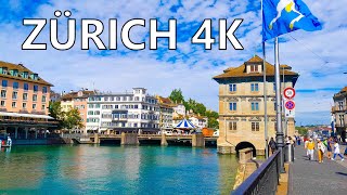 Walking Zurich 4K HDR  Limmatquai to Central  SWITZERLAND [upl. by Yelak]