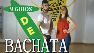 9 GIROS DE BACHATA  GIROS BACHATA  Bachata pareja [upl. by Ladnar]