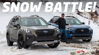 Snow Battle Subaru Forester Wilderness vs Toyota RAV4 TRD OffRoad [upl. by Mroz]