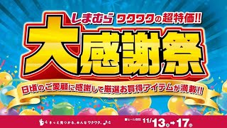 日頃のご愛顧に感謝して厳選お買得アイテムが満載！ しまむら大感謝祭開催！1117日まで！ [upl. by Monahon]