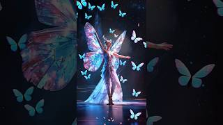 A woman performs a fusion with the butterfly on AGT americasgottalent magic [upl. by Ahseikram]