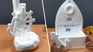 Making 2 Beautiful Indoor Water Fountains  Awesome DIY Tabletop Fountain Using Styrofoam amp Cement [upl. by Krysta]