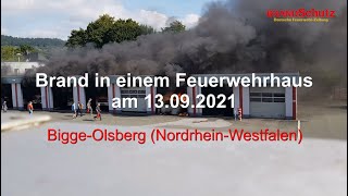 Brand im Feuerwehrhaus des Löschzugs BiggeOlsberg BS 12022 [upl. by Akinohs415]