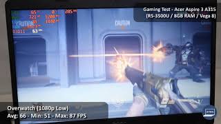 Acer Aspire 3 A315  Gaming Test Overwatch [upl. by Soinski]