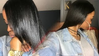 Flat Iron Routine  Heat Damaged Hair [upl. by Araes834]