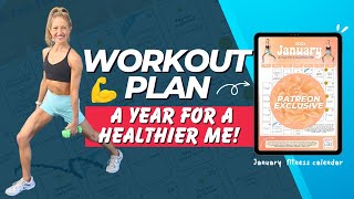 January 2024 Fitness Calendar  A YEAR for a HEALTHIER YOU [upl. by Werna919]