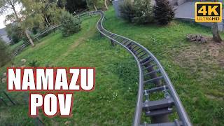 Namazu POV Front Row 4K 60FPS Vulcania Intamin Launched Straddle Coaster  NonCopyright [upl. by Scevour]