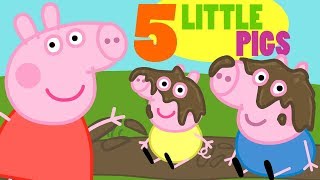 🌟 FIVE LITTLE PIGS 🌟 Jumping in the mud  Nursery Rhymes for kids [upl. by Otanutrof]