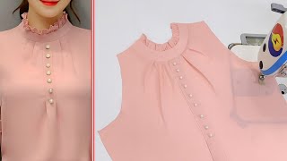 🌺 Beautiful Womens Collar Design Cut and Sew ✅️ Sewing Tutorial and Techniques [upl. by Deehsar]