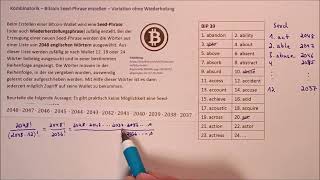 Kombinatorik  Variation ohne Wiederholung  Bitcoin Seed Phrase [upl. by Yurt813]