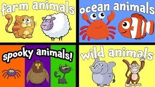 Cartoon Animals for Children  Learn Farm and Wild Animal Names  Kids Learning Videos [upl. by Shirline616]