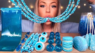 MOST POPULAR FOOD FOR ASMR BLUE FOOD SHEET JELLY BUTTERFLY TEA ROPE JELLY ROCK CANDY MUKBANG 먹방 [upl. by Asilad]