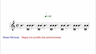 Curso de Notas Rítmicas Solfeo  Negra con puntillo dos semicorcheas [upl. by Eeslek611]