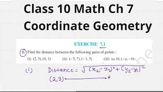 Class 10 Maths Ex 71 Q1  Find the distance between the pairs of points Coordinate Geometry Soln [upl. by Calondra]