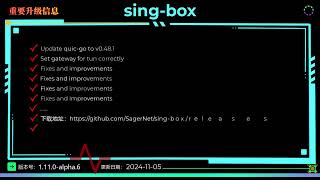 VPN核心组件singbox有新更新可用20241105 [upl. by Berni426]