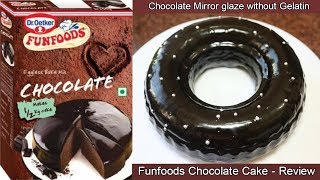 Funfoods Chocolate Cake Review amp Mirror Glaze Recipe without Gelatin [upl. by Cobby]