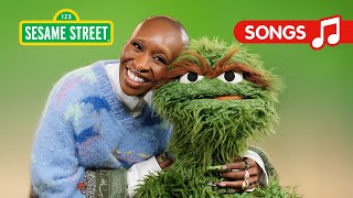 Sesame Street Cynthia Erivo Sings quotIts Not Easy Bein Greenquot with Oscar the Grouch [upl. by Notirb]