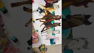 7 horses symbolize success power and positive energy youtubeshorts acrylicpainting virlshort [upl. by Karylin]