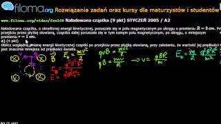 Zadania z fizyki  frm100  Naładowana cząstka 9 pkt STYCZEŃ 2005  A2  Matura z fizyki [upl. by Anestassia]