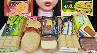 ASMR ES KRIM SANDWICH 🍦 HAKU MATCHA MONAKA AICE SANDWICH BISCUIT MAX SWICH HAKU STRAWBERRY 🍦 [upl. by Fianna577]