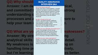 Quality Assurance Interview Questions and Answers [upl. by Kinnard447]