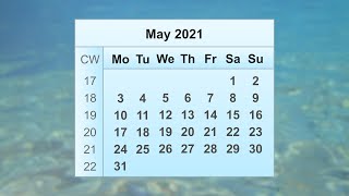 May 2021 Calendar [upl. by Euqinaj]