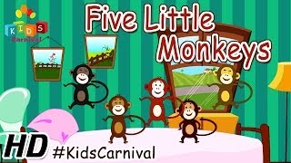 Five little monkeys  Children English Nursery Rhyme with Lyrics Subtitles and Action [upl. by Jorgan]