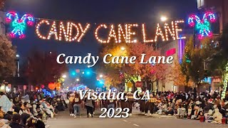 Candy Cane Lane parade 2023 Visalia California [upl. by Enimzzaj]