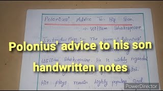 Polonius advice to his son notes William Shakespeare English notes [upl. by Kreegar]