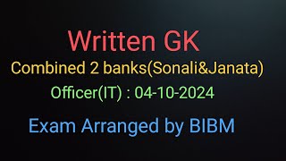 Written Gk Combined 2 banksSonali amp JanataBIBM [upl. by Reffinej294]