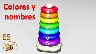 Aprende los colores y los números en español Juguetes infantiles una pirámide de anillos [upl. by Ellak]