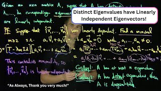 Distinct Eigenvalues Have Linearly Independent Eigenvectors [upl. by Eeliak]