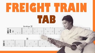 Freight Train  Elizabeth Cotten  TAB Fingerstyle for Guitar [upl. by Stephannie]