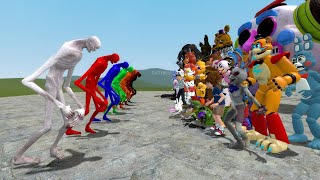 SCP096 THE SHY GUY ALL COLORS VS ALL FNAF 19 SECURITY BREACH ANIMATRONICS in Garrys Mod [upl. by Nahguav298]