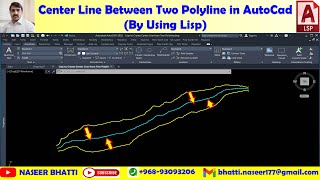 Create Center line from two Polyline in AutoCad By Using Lisp [upl. by Konikow940]