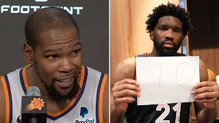 quot70stquot Kevin Durant Finds Out Joel Embiid Scored 70 Points [upl. by Bounds258]