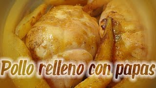 Pollo a la mostaza relleno con roquefort y jamón  papas al horno  Biaan Cooks 9 [upl. by Akimal960]